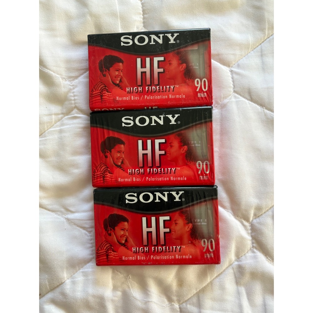 Sony HF 90 Minute Audio Cassette Tapes - High Fidelity Normal Bias‎ - Lot of 3